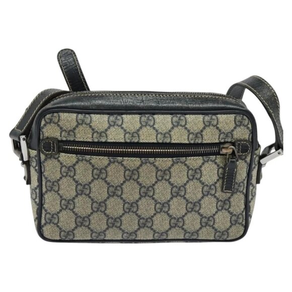 GUCCI GG Supreme Sherry Line Shoulder Bag PVC Navy Silver Red 162910 Auth ep9588 - Picture 2 of 16